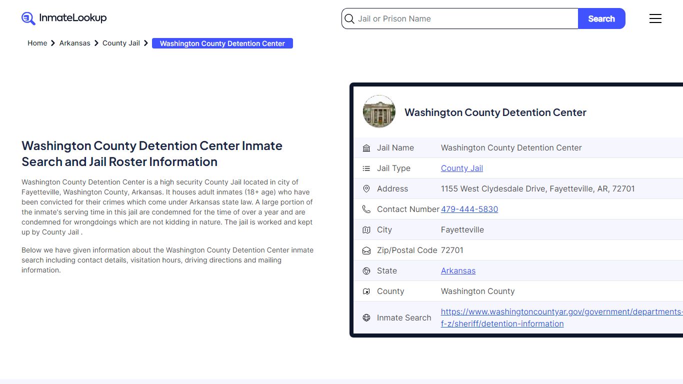 Washington County Detention Center Inmate Search - Fayetteville ...